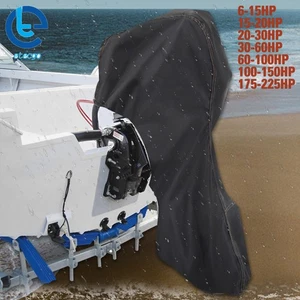 For 6-225HP Motor Black Waterproof 600D Boat Cover Full Outboard Engine - Picture 1 of 19