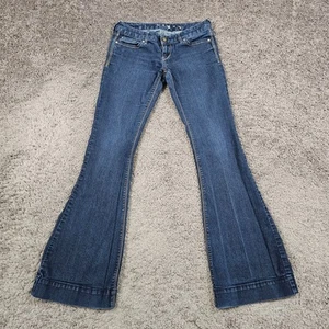 Express Jeans Women 2 R Flare Low Rise Dark Wash Stretch Denim Stella 27x33 - Picture 1 of 15