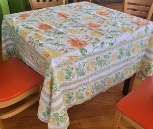 April Cornell orange gelb Tischdecke innen quadratisch 40' außen quadratisch 68'  - Bild 1 von 11