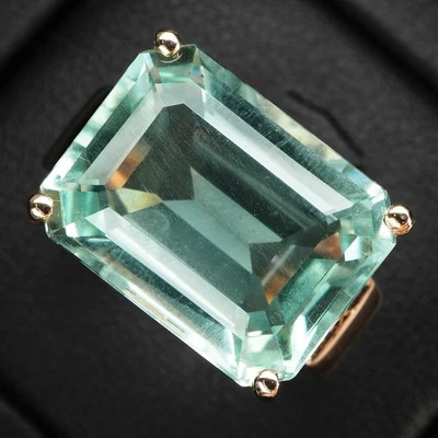 Anillos luminosos de oro rosa de plata de ley 925 de 10,10 quilates con aguamarina azul marino talla 6 Foto 1 de 4