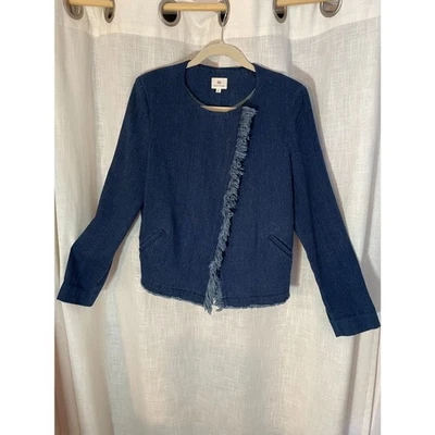 Chaqueta vaquera AG Adriano Goldschmied M para mujer ribete con flecos cremallera asimétrica Moto Foto 1 de 4