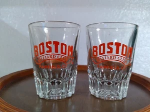 2 VINTAGE BOSTON BILLARD CLUB SCHNAPSGLAS, FAIRFIELD CT. POOLHALLE SALON, BAR - Bild 1 von 4