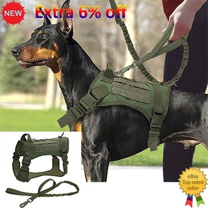 Tactical Military Dog Harness Vest Harness and Lead for Large Dogs Training  - Picture 1 of 15
