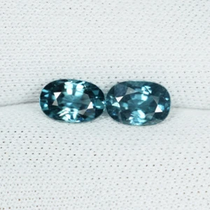 1.48 cts Amazing Diamond Luster Natural Blue Zircon Oval Pair...!!!! - Picture 1 of 2