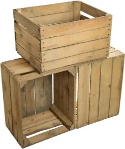 3 x Vintage Wooden Apple Fruit Crate Rustic Old Bushel Box, Shabby Chic Storage* - Picture 1 of 10