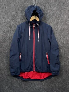 Tommy Hilfiger Womens Size M Full Zip Windbreaker Jacket Navy Hood Pockets - Picture 1 of 17