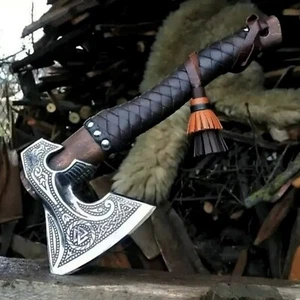HACHA DE ACERO DE ALTO CARBONO hecha a mano Viking, tomahawk, hacha, integral / Grabado - Imagen 1 de 6