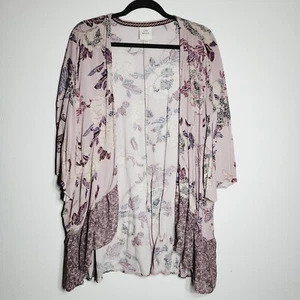 Knox Rose Open Front Top Size XXL Flare Sleeve Lightweight Peasant Purple NWT - Picture 1 of 6