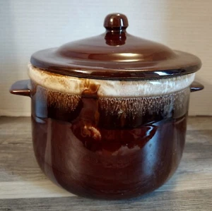 McCoy Keramik 0121 braune Tropfglasur 3,5 Quart Topf mit Deckel Made in USA - Bild 1 von 9