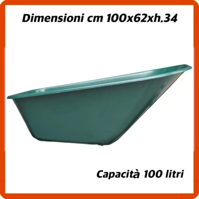 Vasca per carriola da giardino edilizia in plastica pvc colore verde 100 LT LIF