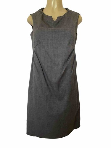 MOSCHINO CHEAP & CHIC Abito Cambio Grigio Lana Pieghettato Slip Tasche Senza Maniche 10 M