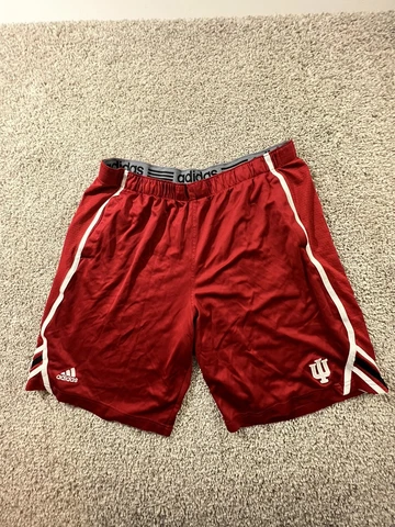 Adidas Mens IU Indiana University Hoosiers Athletic Shorts Red White Size L Logo Cover