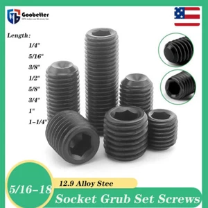 5/16 - 18 Tornillos de agarre Punta de taza Allen Juegos de enchufes Negro 12,9 Aleación Acero DIN 916 - Imagen 1 de 11