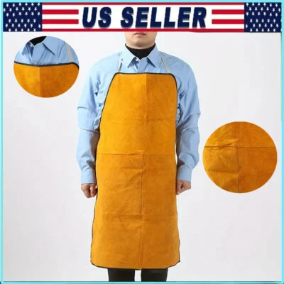 Delantal de trabajo de soldadura de cuero - Delantal babero resistente al fuego y al calor Foto 1 de 4