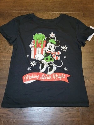 DISNEY MINNIE MOUSE HOLIDAY Making Spirits Bright CHRISTMAS SHIRT GIRL Sz S XL - Image 1 of 4