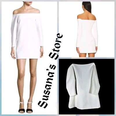 全新带标签 BCBG MAXAZRIA L 码 Yesenia 露肩长袖迷你连衣裙 — 第 1/4 张图片