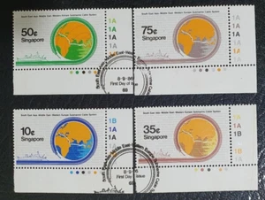 Singapore 1986 SUBMARINE CABLE SYSTEM, Complete 4V fine used - Picture 1 of 2
