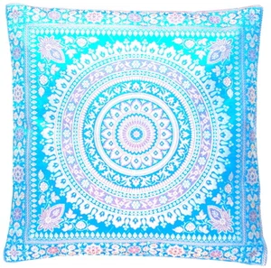 Türkis-Blau orientalischer Seidenkissenbezug,Handgefertigt aus Indien 40cmx40cm - Bild 1 von 3