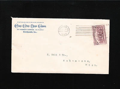 Chicago Cottage Organ Co 1893 IL 2c Columbian Machine Cancel Broken Hat Cover + - Image 1 of 2
