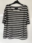 Next Women's Black & White Striped Mesh Style Short Sleeve Top T-Shirt Uk 12 Vgc