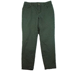 Chico's So Slimming Girlfriend Ankle Jean Sz 1.5 XS Moss Green White Polka Dots - Picture 1 of 10