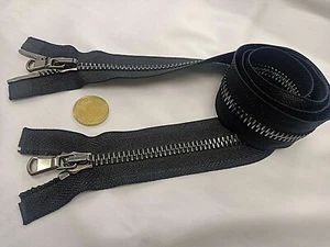 CHIUSURA LAMPO ZIP CERNIERA cm.100 METALLO "8" DOPPIO CURSORE NERO-CANNA FUCILE - Foto 1 di 1