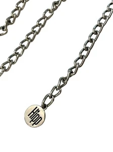 Silberfarbene Metallkette verstellbarer Gürtel 46" HIPP Medaillon Charm Festival SPASS - Bild 1 von 7