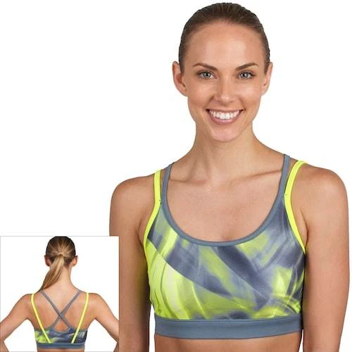 Sujetador deportivo estampado bajo impacto Jockey Vapor 9030 gris seda mediano nuevo con etiquetas  Foto 1 de 1