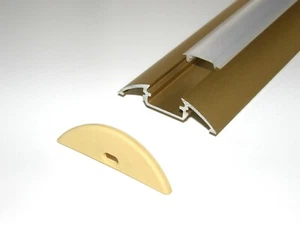 2,5m Aufputz P4 LED Profil Strangpresskanal eloxiert gold, Diffusorleiste - Bild 1 von 3