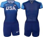 NWOT Nike Women's USA Official Rio Track Short Sleeve Unitard Speed Suit Blue L
