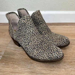 Lucky Brand Baley Leopard Suede Leather Ankle Boots - Picture 1 of 11