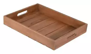 Dekotablett Serviertablett Tablett Holz Teakholz braun Holztablett Dekobrett - Bild 1 von 1