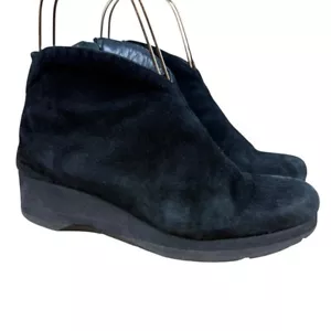 Thierry Rabotin Womens Black Suede Leather Wedge Ankle Booties Boots 38.5 / 8 - Picture 1 of 16