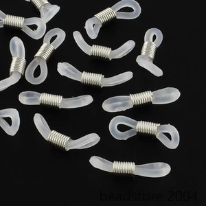 500x Platinum Clear Silicone EyeGlasses Holders Chain Loop Ends Findings 18~20mm - Picture 1 of 1
