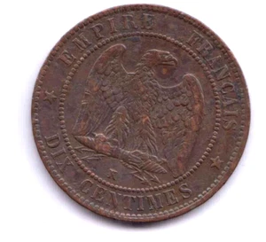FRANCE 10 Centimes Napoléon III 1855K nice grade, leaf mint mark up (fra2342) - Picture 1 of 2
