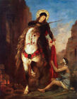 Oil Painting Gustave-Moreau-Saint-Martin Horseman White Horse With Begger Canvas