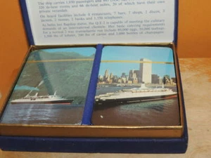 UNUSED 2 decks QE2 / QEII Playing Cards souvenir playing cards velvet box - Picture 1 of 5