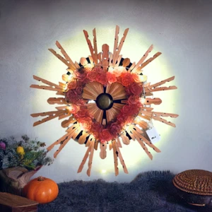 Handmade LED Wooden Red Resin Heart Wall Hanging Decal - Picture 1 of 6