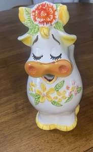 Vintage 1970 Geo Z Lefton Daisy Cow Pitcher - 16 Fluid Ozs - Picture 1 of 9