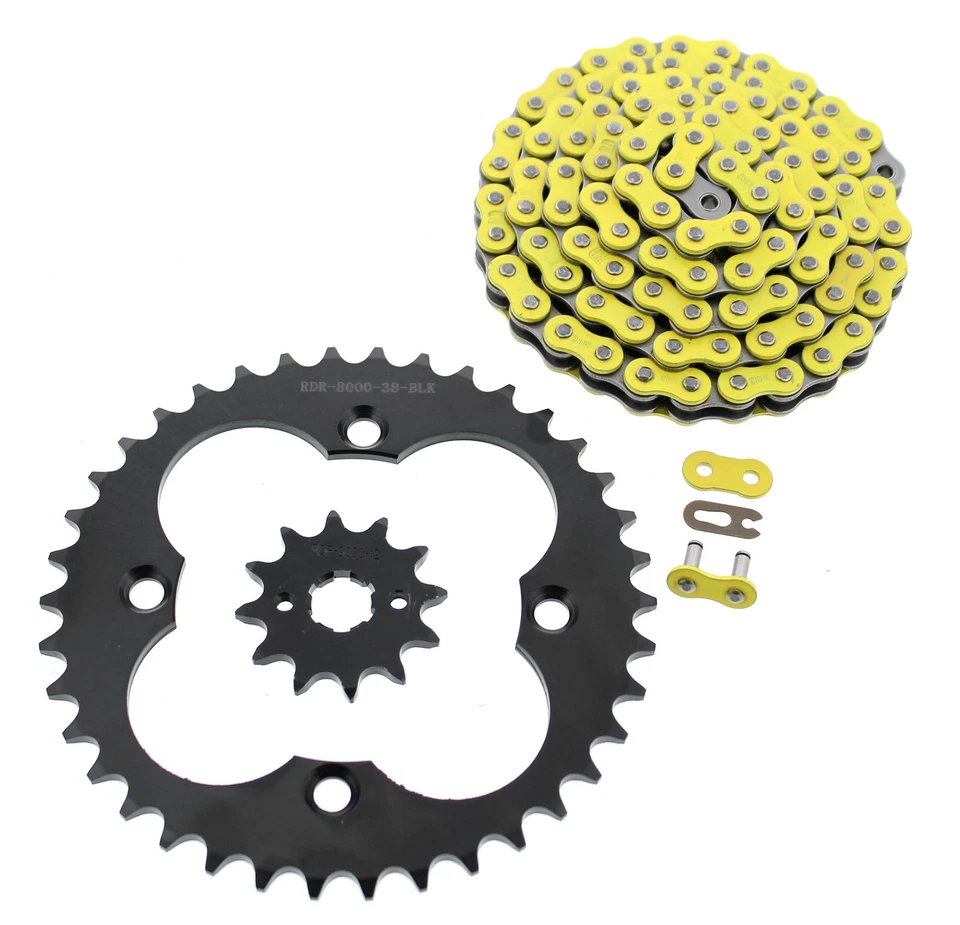 2008 Honda Sportrax 300EX TRX300EX Non O-Ring Yellow Chain Black Sprocket 12/38 - Изображение 1 из 2
