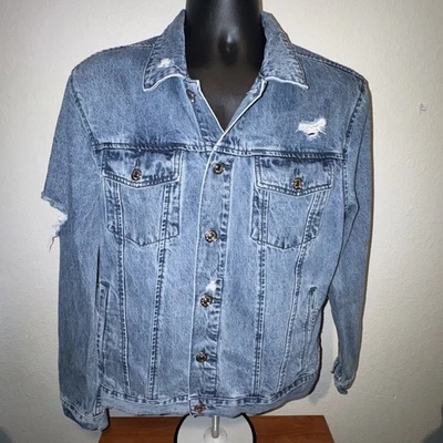 PACSUN Denim Jean Jacket  Men’s Size Medium Distressed 90's - Image 1 of 4
