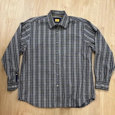 Camisa Robert Talbott Carmel Hombre Manga Larga XL Abotonada Azul Y Gris Foto 1 de 4