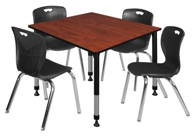 Regency Kee 30 in. Square Adjustable Classroom Table & 4 Andy 18 in. Stack - Image 1 of 4