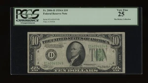 DBR 1934-A $10 FRN Cleveland Fr. 2006-D PCGS 25 Serial D14094934B - Picture 1 of 2