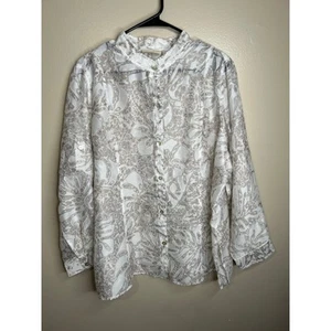Alfred Dunner Sheer Women's Long Sleeved floral blouse top size 18W button up - Picture 1 of 4
