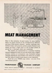 Pubblicità Vintage 1953 Stampa Gestione Carne Confezione Trasparente Azienda Illinois - Foto 1 di 1