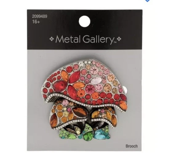 🍄Pin broche alto de 3” verde seta roja naranja, galería de metal Foto 1 de 1