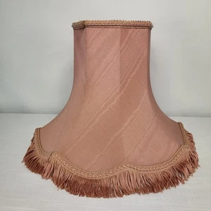 Vintage Standard Large Lampshade Pink With Fringes / Tassels 24cm Tall VGC UK - Picture 1 of 17