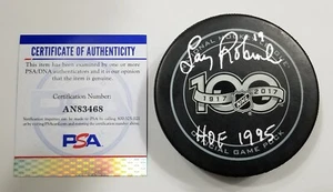 LARRY ROBINSON Autographed NHL 100th Anniversary Hockey Game Puck PSA Signed 100 - Picture 1 of 4