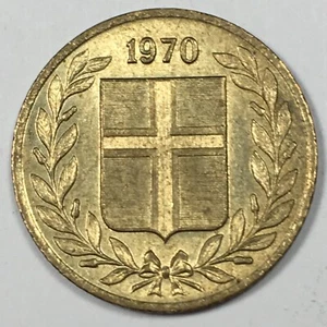 1970 Iceland 50 Aurar - About Uncirculated (AU) KM#17 - Nickel Brass - 6979-PC - Picture 1 of 3